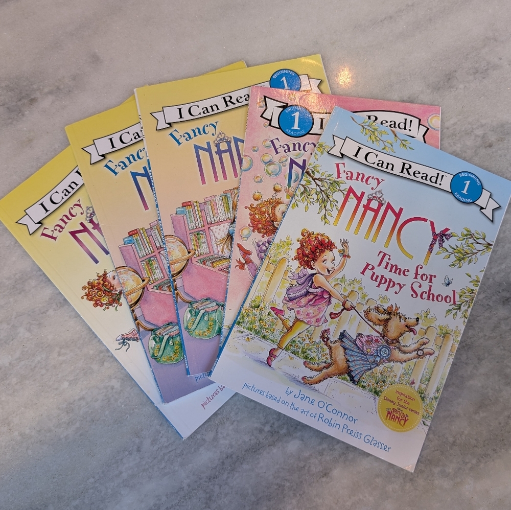 Fancy Nancy I Can Read! Level 1 Book Set - Pastel Blue, Pink, Yellow Covers